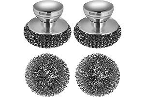 Onewly Heavy Duty Steel Wool Scrubber for Cast Iron Pan