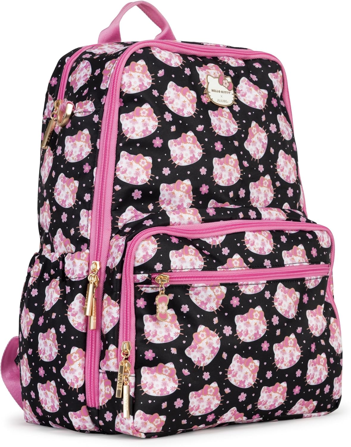 JuJuBe x Hello Kitty Cherry Blossoms Zealous Backpack Diaper Bag, Purses for Women, Includes Changing Pad, Essentials for Mom, Newborn & Baby, Adjustable Padded Straps, Machine Washable