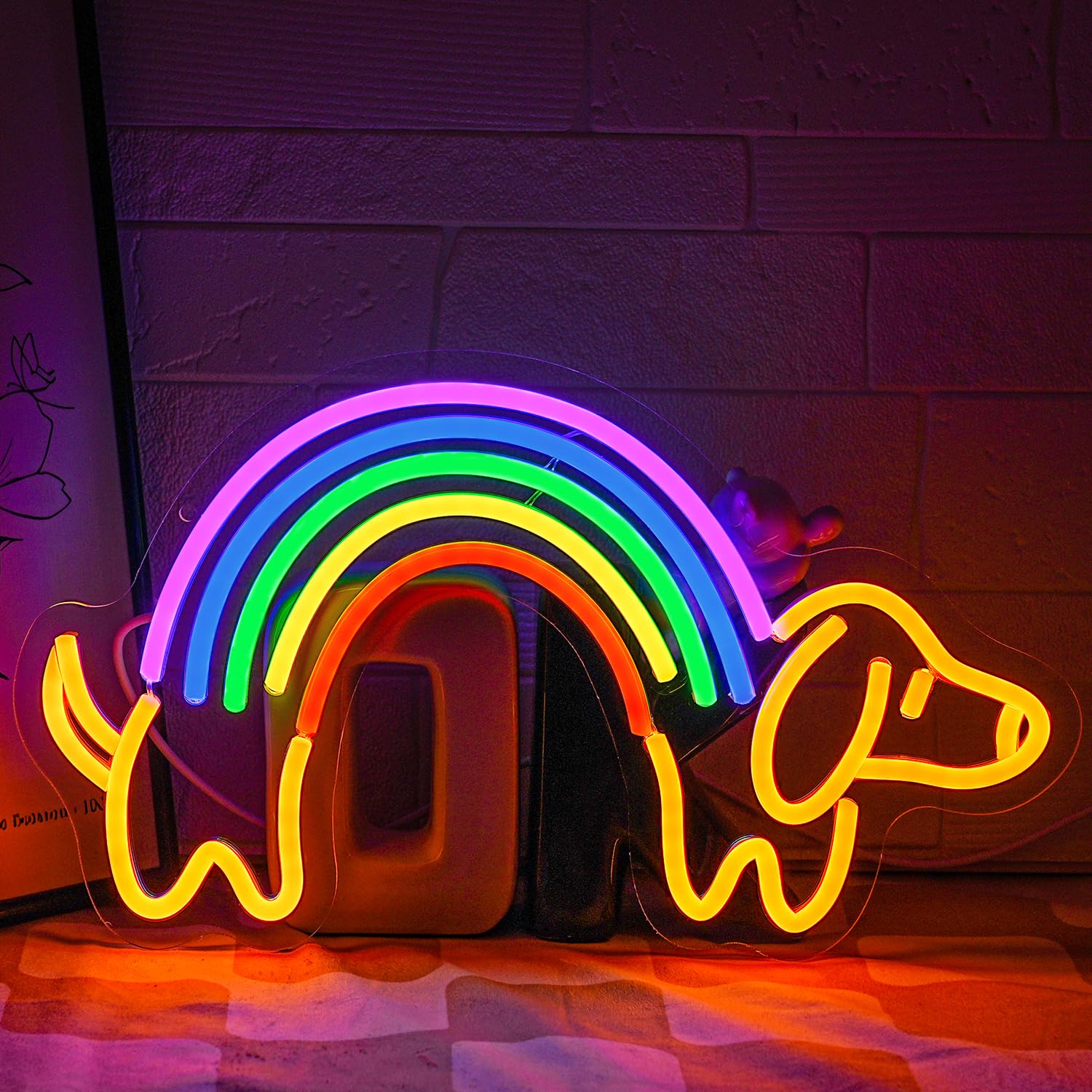 LMSIGNLY Dachshund Neon Sign for Wall Decor Dimmable Dog Neon Light Cute Puppy Neon light Sign Rainbow Light Signs for Pet Shop Kid Room Bedroo Dog Lovers Pride Gifts Christmas Decor