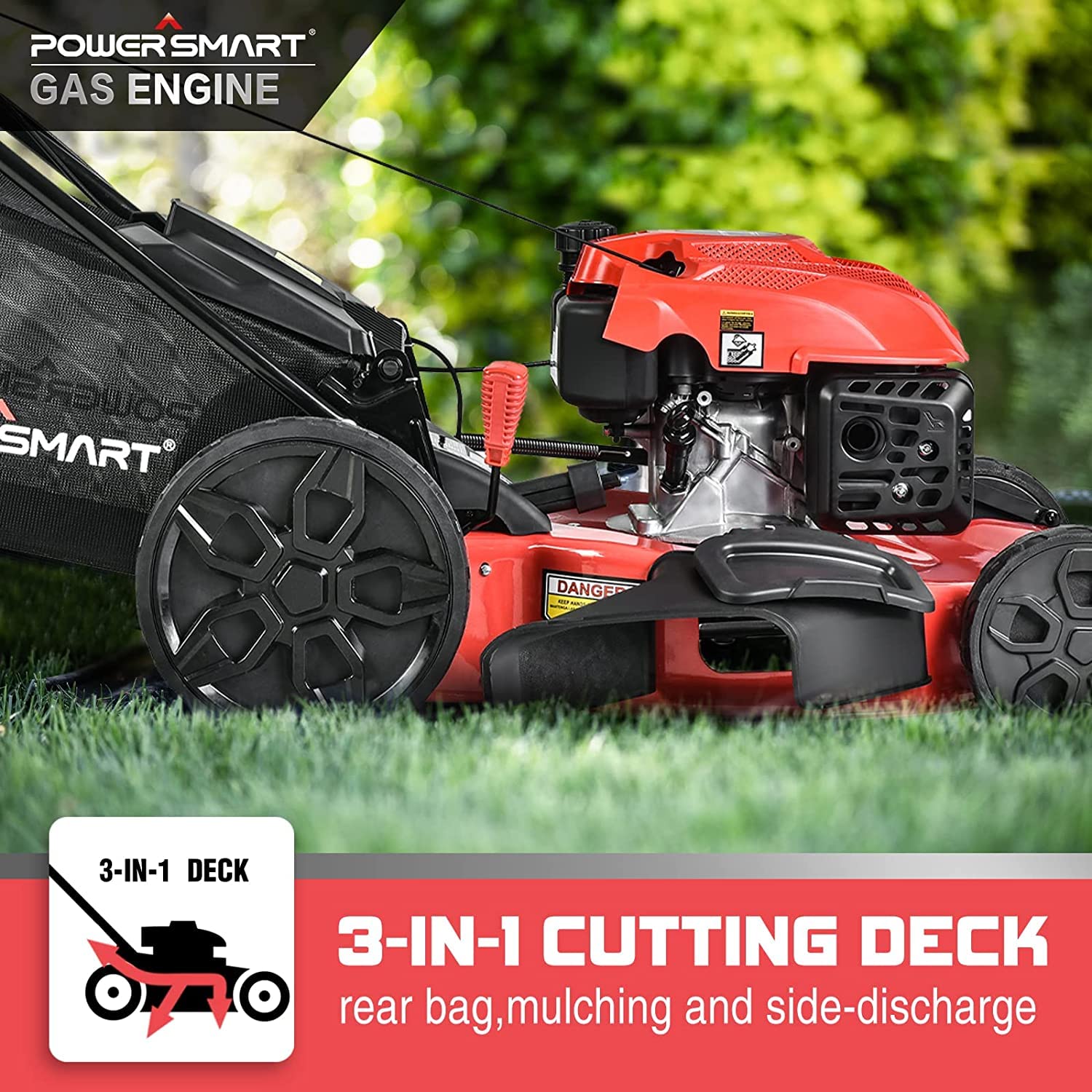 Buy PowerSmart Lawn Mower Gas Powered with Bag, 22 Inch Self Propelled