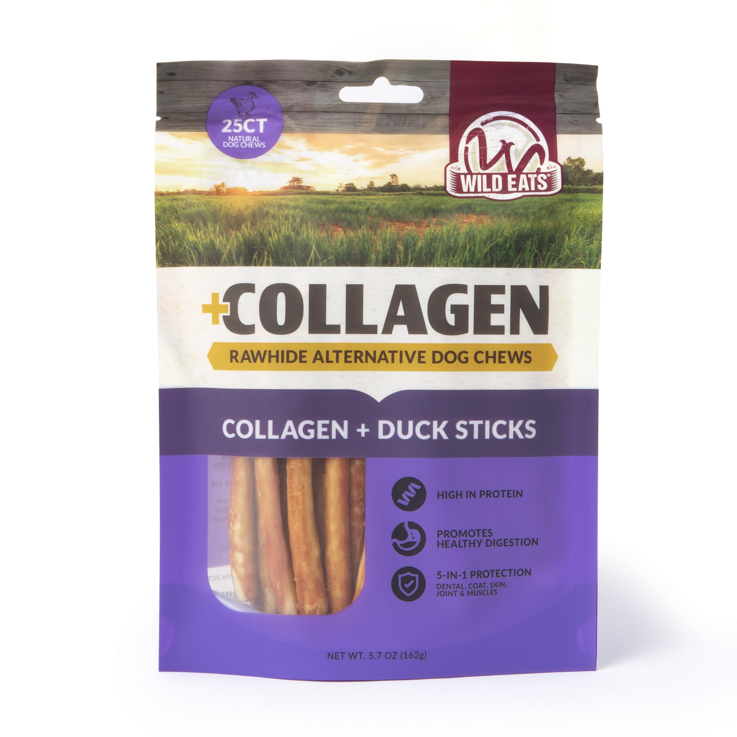 Sponsored Ad - Wild Eats Real Duck Collagen Sticks for Dogs (25 Pack,5 Inch) Long Lasting Dog Chews No Hide Dog Treat Bully Stick Rawhide Free,Grain Free,High Protein