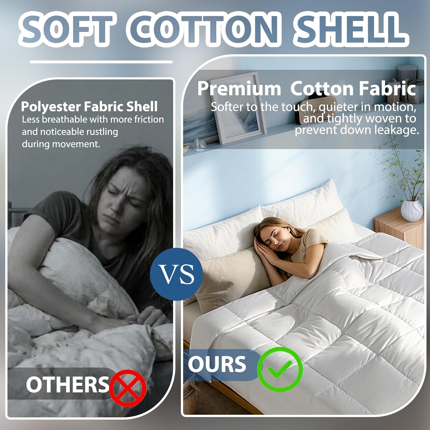 Lightweight Summer Down Fiber Comforter Oversized King Size — Naturally Cooling Breathable Blanket for Hot Sleepers, Cloud-Soft Fluffy White Comforters, Ideal as a Cooling Comforter or Duvet Insert