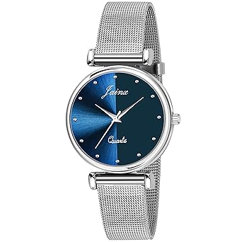 Jainx Analogue Blue Dial Silver Mesh Chain Womens & Girls Watch - JW665