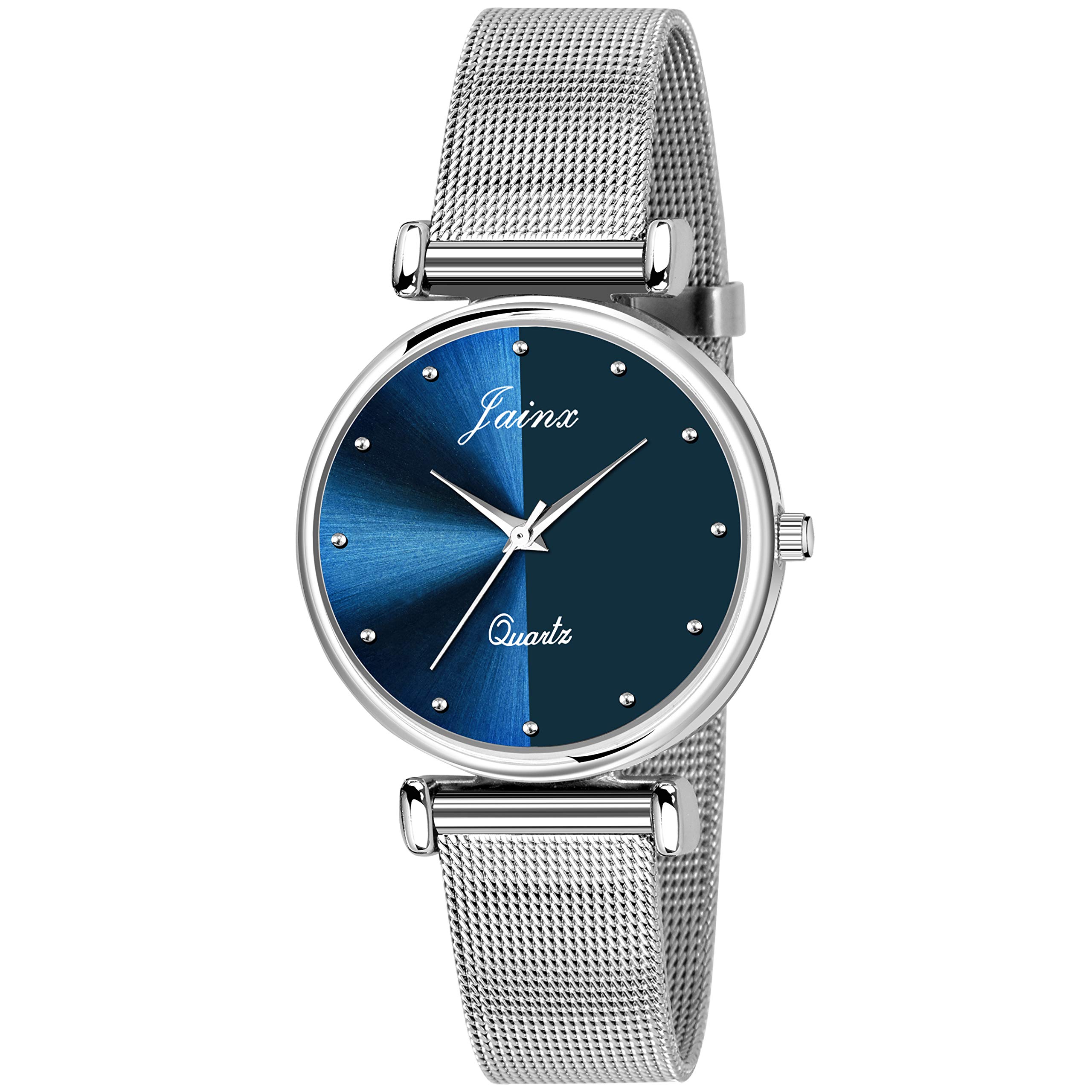 jainx Blue Dial Silver Steel Chain Analog Stainless Steel Wrist Watch for Women and Girls - JW665 (B08R1QTNFF) Amazon Price History, Amazon Price Tracker
