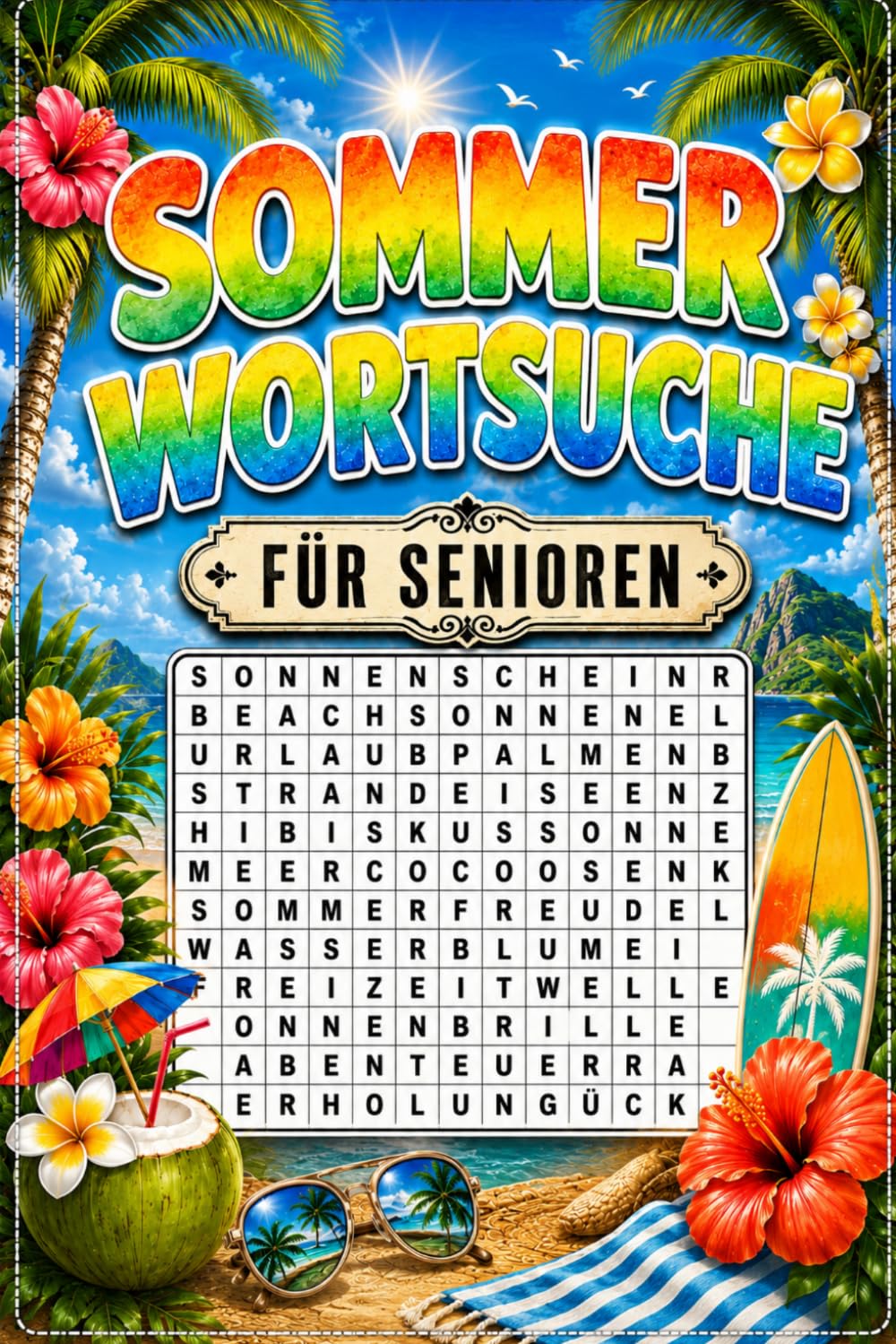 Sommer Wortsuche für Senioren: 100 Wortsuchrätsel mit Lösungen | Großdruck-Ausgabe | Extra große Schrift | Entspannender Rätselspaß für Erwachsene und Senioren