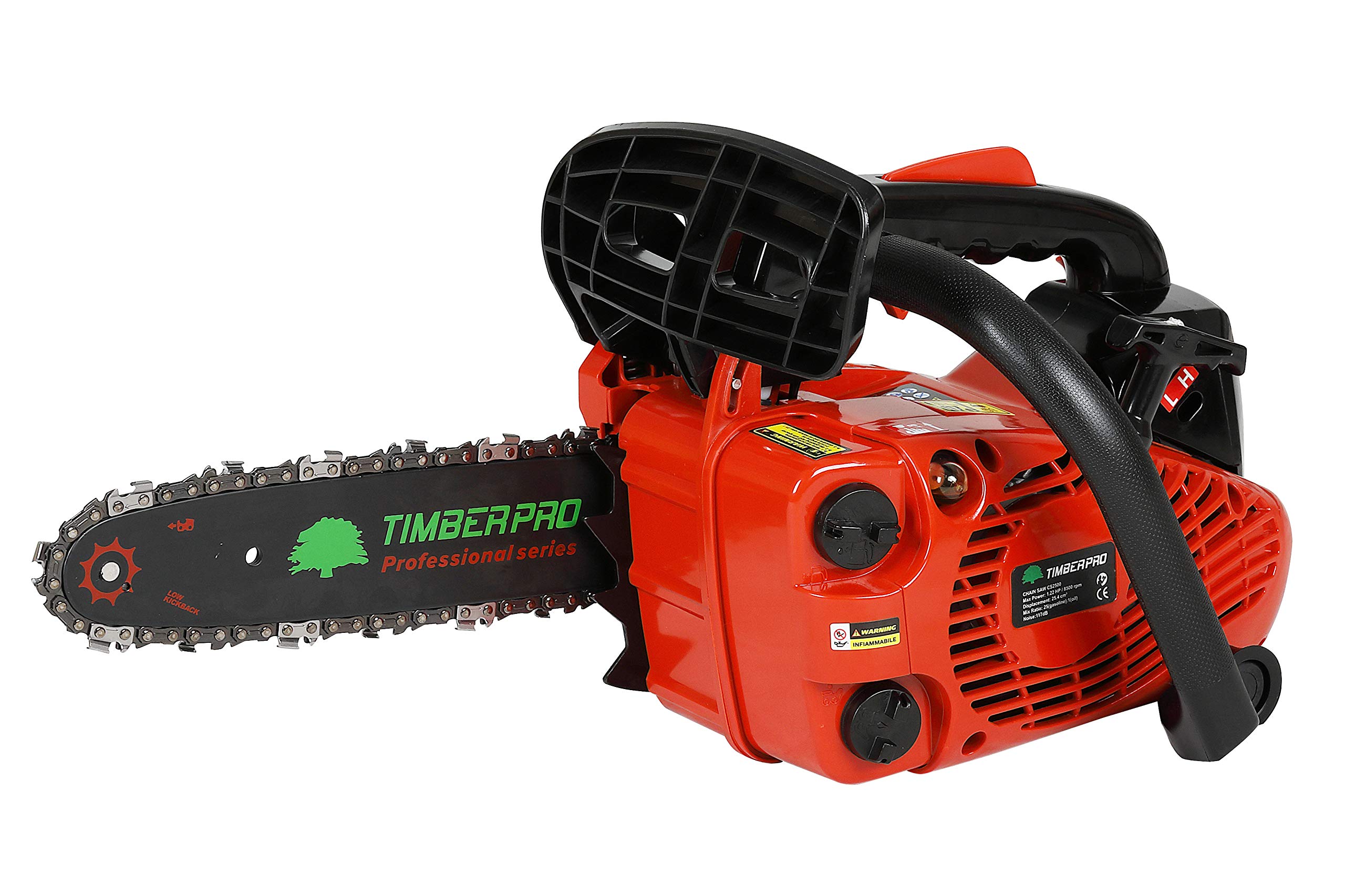 Timberpro CS2500 - Motosierra de gasolina 25.4 cm³, potencia 1.22 HP, guía 25 cm, 230ml
