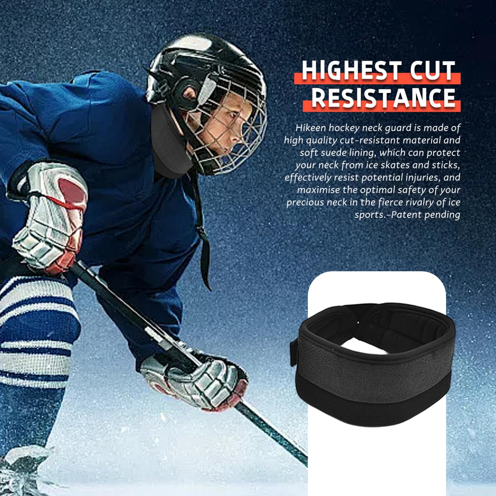 Jorzer Protège-Cou de Hockey pour Jeunes et Enfants, protège-Cou de Hockey réglable résistant aux coupures pour Les Articles Sport d'hiver.