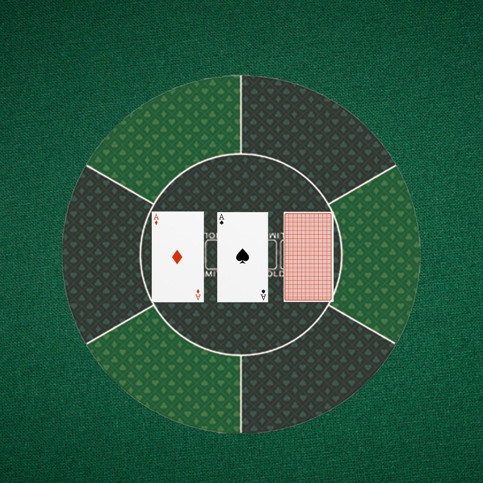 Poker Tischauflage Rund Pokermatte Für Texas Hold'em, 60x60cm Profi Pokerteppich Tragbare Pokertischplatte Mit Rutschfester Gummiunterseite, Wasserdicht Pokertuch Für Kartenspiele Überall