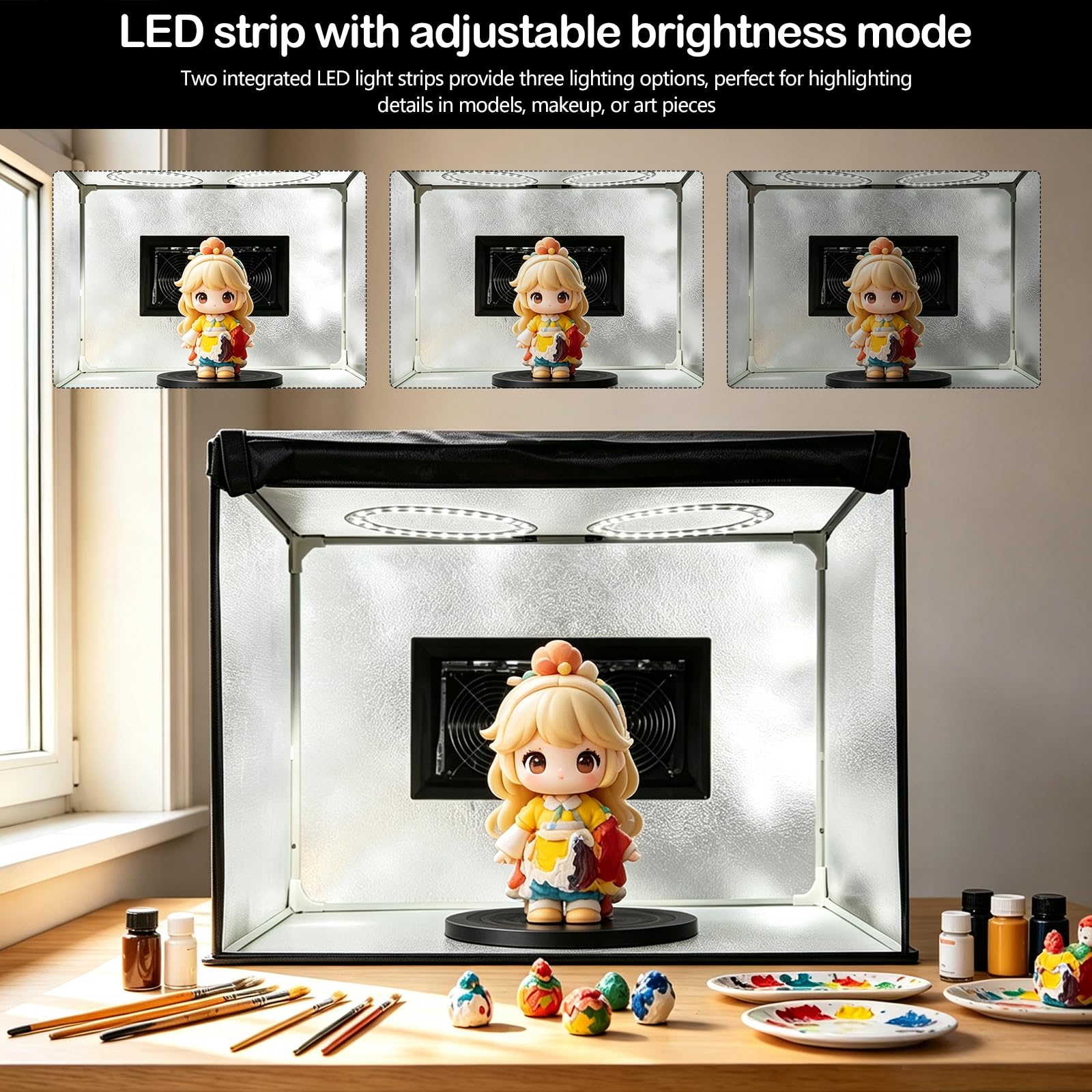 Airbrush Absauganlage Faltbar, Mobile Lackierkabine mit LED & Lüfter