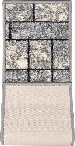 Miniatura 10 de Sweet Home Stores Peldaños de escalera para interiores con parte trasera de goma antideslizante de 8.5 x 26 pulgadas, diseño tradicional oriental,