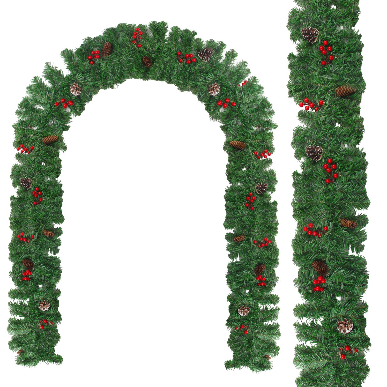 Guirlande en sapin artificiel dense et flexible avec pommes de pin