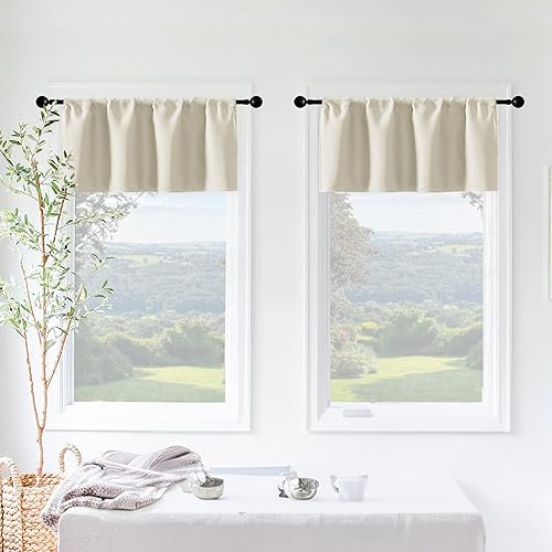Miniatura 3 de XTMYI Cenefa de cortinas beige crema para ventana de cocina, juego de 2 paneles impermeables para oscurecer la habitación, para sala de estar y