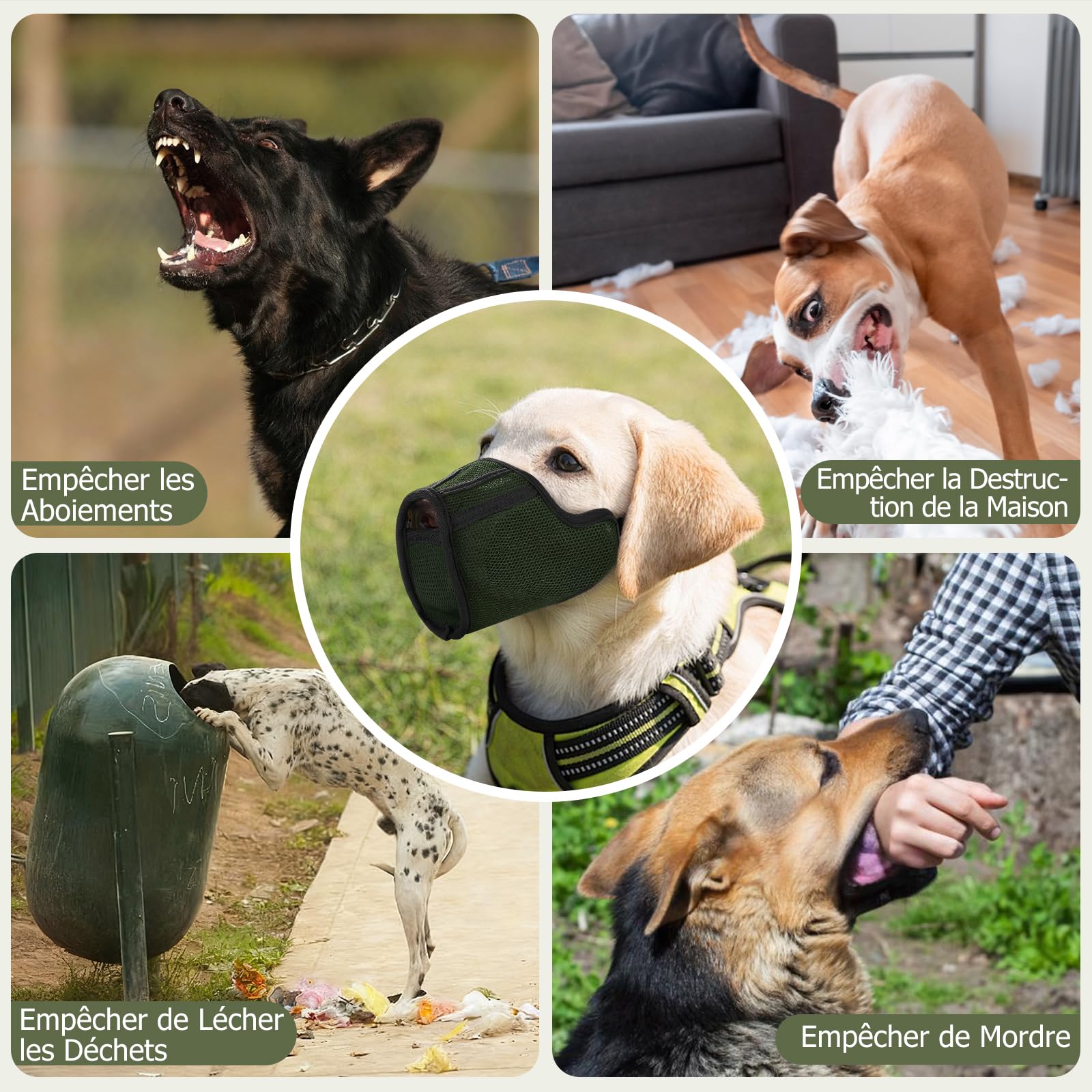 Muselière pour Chiens,2pièces Réglable Semi-fermée Museliere pour Chiens Petit Respirant Anti-Morsure,Engrener Muselière Chien Petite Taille pour Les Chien Taille Grande,Moyenne
