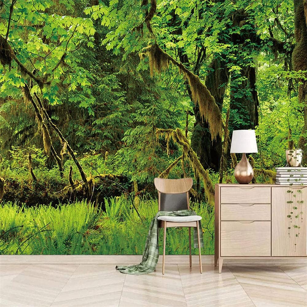 Fototapete Regenwald 300x210cm - 3D Vlies Tapete Selbstklebend Grün