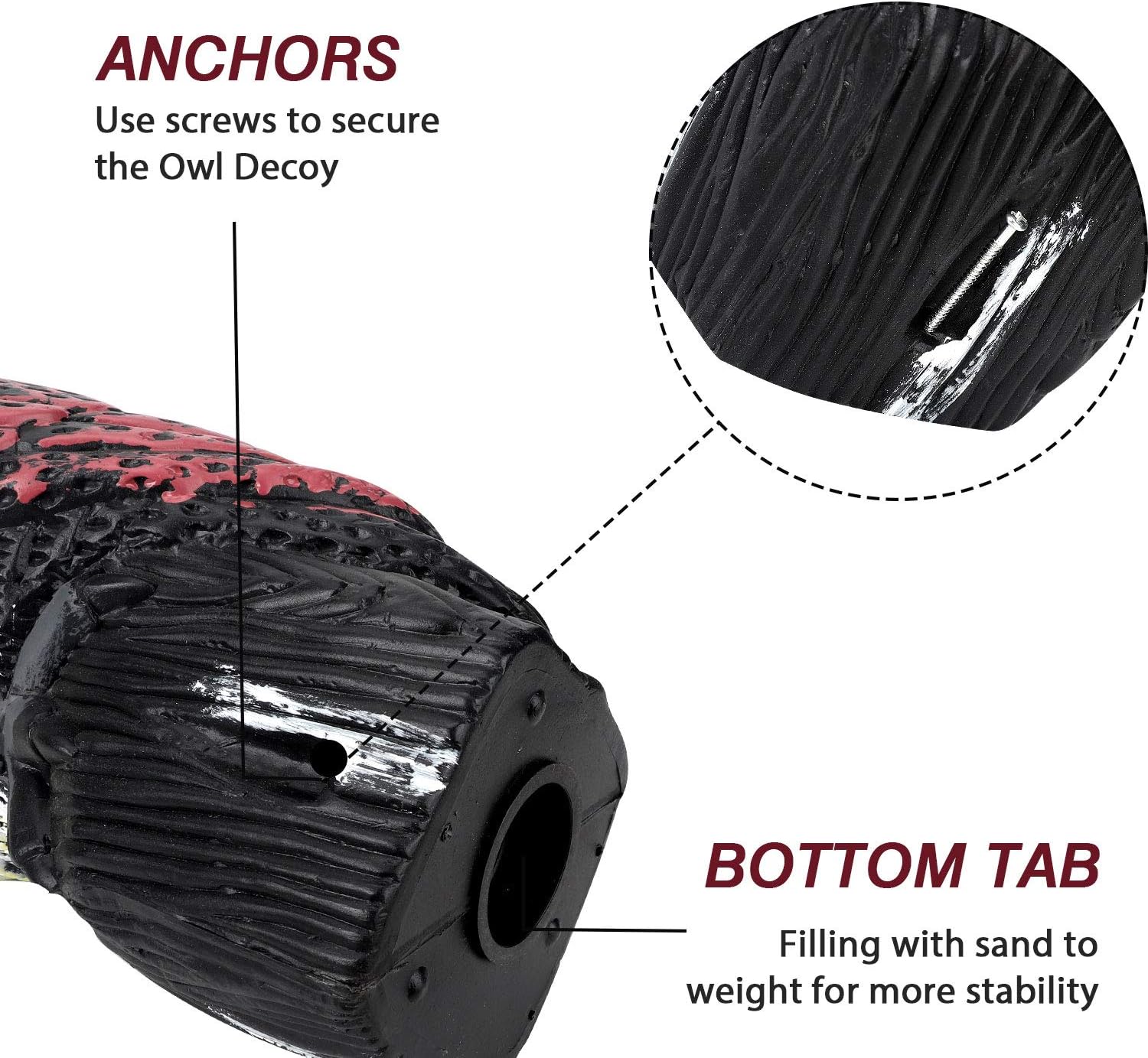 Plastic Owl Statue Decoys for Bird Control - Owl Scarecrow with Rotating Head for Garden, Yard and Outdoor Use | Scare Birds - Image 3