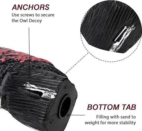 Miniatura 3 de Escultura de espantapájaros de búho de plástico con cabeza giratoria para jardín y exteriores