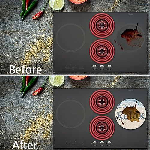 Miniatura 6 de Tucocoo Fundas para quemador eléctrico de playa, 4 piezas de decoración de mar, cubierta redonda para quemador de estufa de 8 y 10 pulgadas,