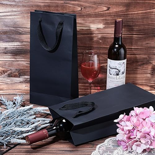 Miniatura 7 de Yeaqee Paquete de 50 bolsas de vino para botellas dobles de vino, bolsas de regalo de 6.6 x 3.6 x 13.8 pulgadas, bolsas de vino para botellas de