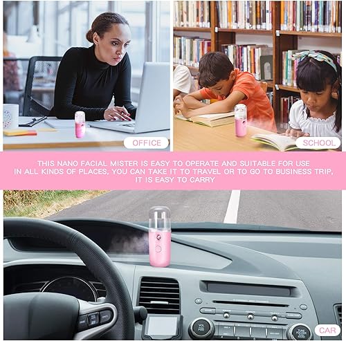 Miniatura 29 de Honoson Mini humidificador facial de 1.0 fl oz, pulverizador facial portátil, recargable por USB, práctica máquina de cuidado de la piel para Rosa