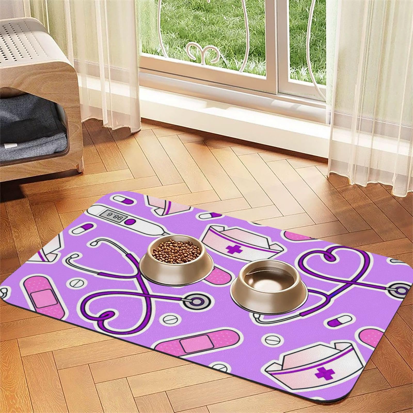 Tapis de nourriture imperméable pour chat et chien contre les éclaboussures