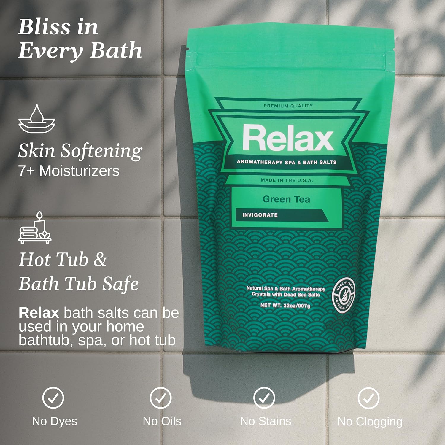Relax Spa & Bath Aromatherapy Variety Pack Bath Salts for Hot Tub, Bath, or Spa, Four 2LB Bags Infused with Magnesium, Bath Salt for Soaking, Escape Line Scent