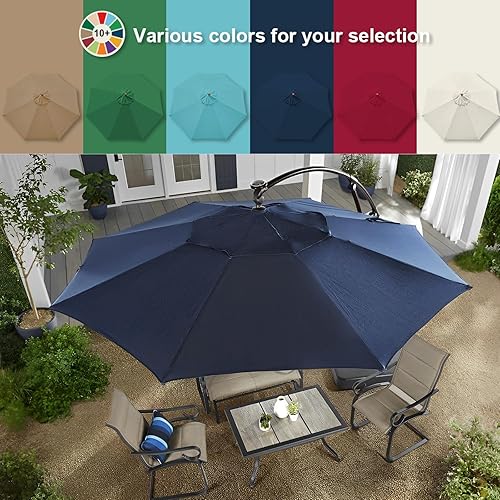 Miniatura 4 de KAnduo Fundas de repuesto para sombrilla de patio de 6.6 pies, 9 pies10 pies, 6 varillas  8 varillas de repuesto para sombrilla de mesa al aire