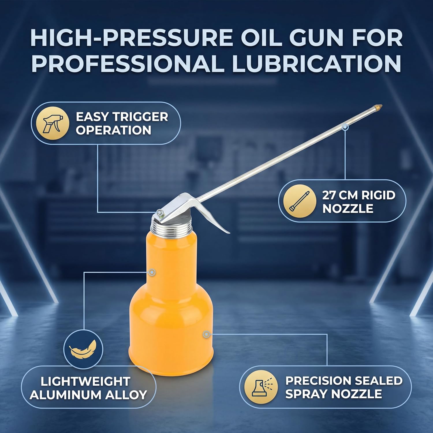 Kadimendium Oiler Pump Aluminum Alloy Lubrication Oil Can Pot Spout High Pressure Long Beak Spray Can for Feeding Lubricating Oil Engine Oil 500g(500g)