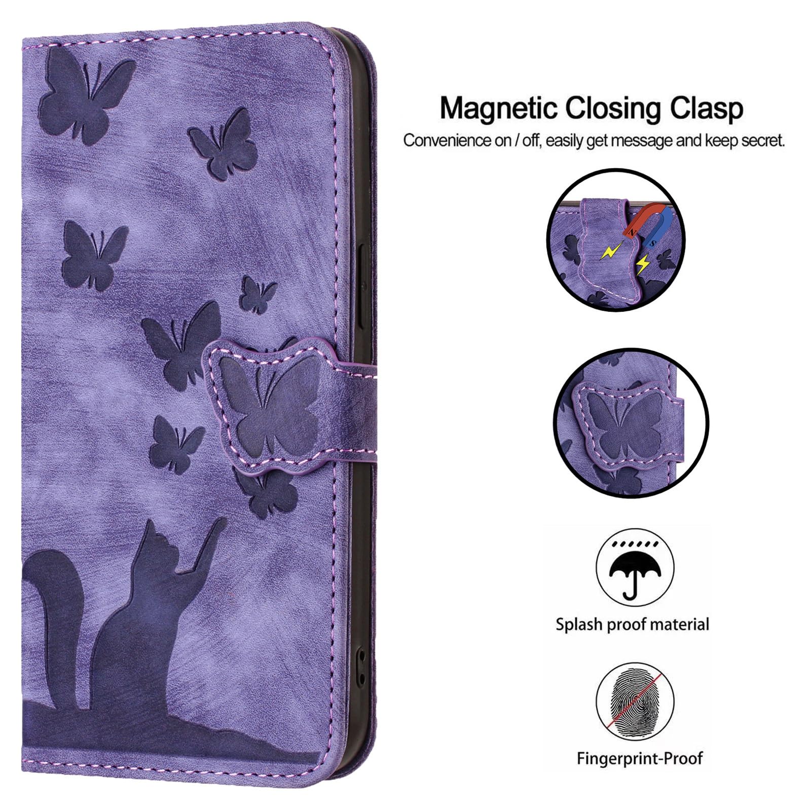 Amazon.com: XYX Wallet Case for iPhone 14, Butterfly Cat Pattern