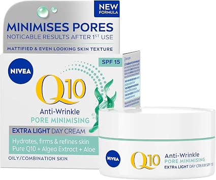 NIVEA Q10 Anti-Wrinkle Pore Minimising Extra Light Day Cream SPF 15, 50 ml