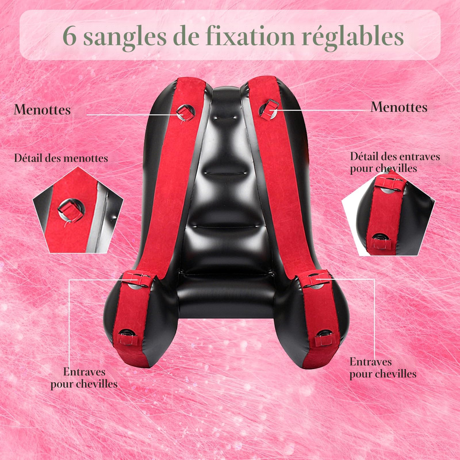 Canapé sexuel Mobilier sexuel Coussin BDSM Jouets sexuels Coussin gonflable pour couple Soutien de position sexuelle Rampes multifonctionnelles