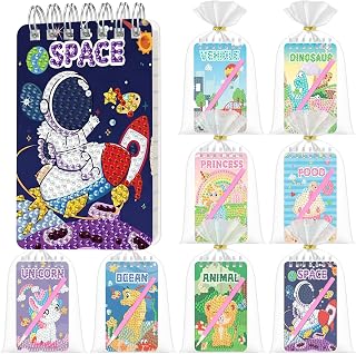 Maitys 8 Set Diamond Art Notebook with Gift Bags Cute Cartoon Notepad DIY Diamond Painting Notebook Set 5d Journal Art Crafts Accessories with Tool for Adults Beginner Birthday Gifts