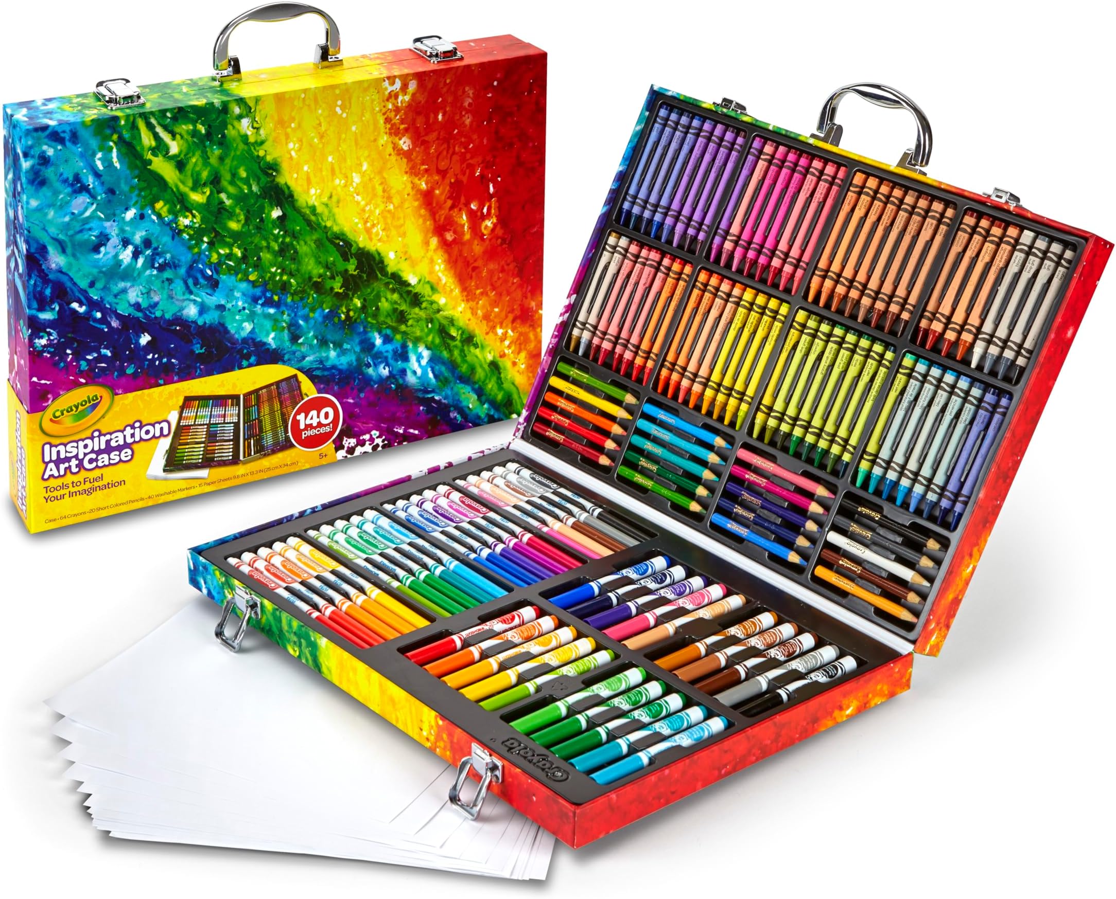 Crayola Inspiration Art Case Colouring Set - Tie-Dye (140ct), Art Supplies Set for Kids, Drawing Kit, Travel Gift for Girls & Boys, Ages 5+