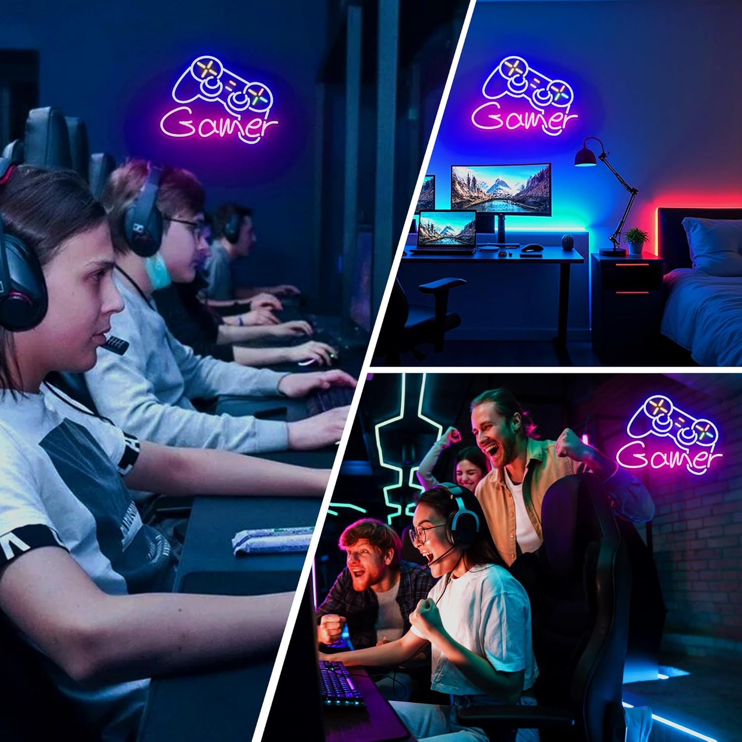 Gamer Neon Sign with Dimmer USB Powered, Gamepad Decoration Gift for Boys, Teens, LED Light for Wall Decor, Game Room, Bedroom, Man Cave - Image 3