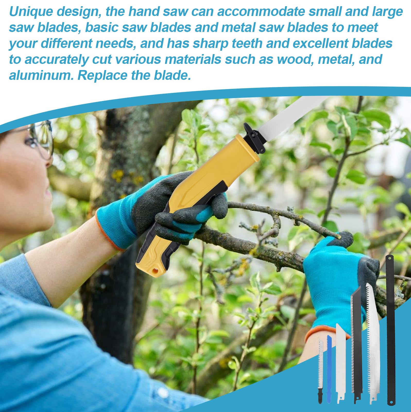 Sierra de mano multifuncional con mango de 6 hojas: para madera, metal, paneles de pared, contrachapado, plástico y yeso