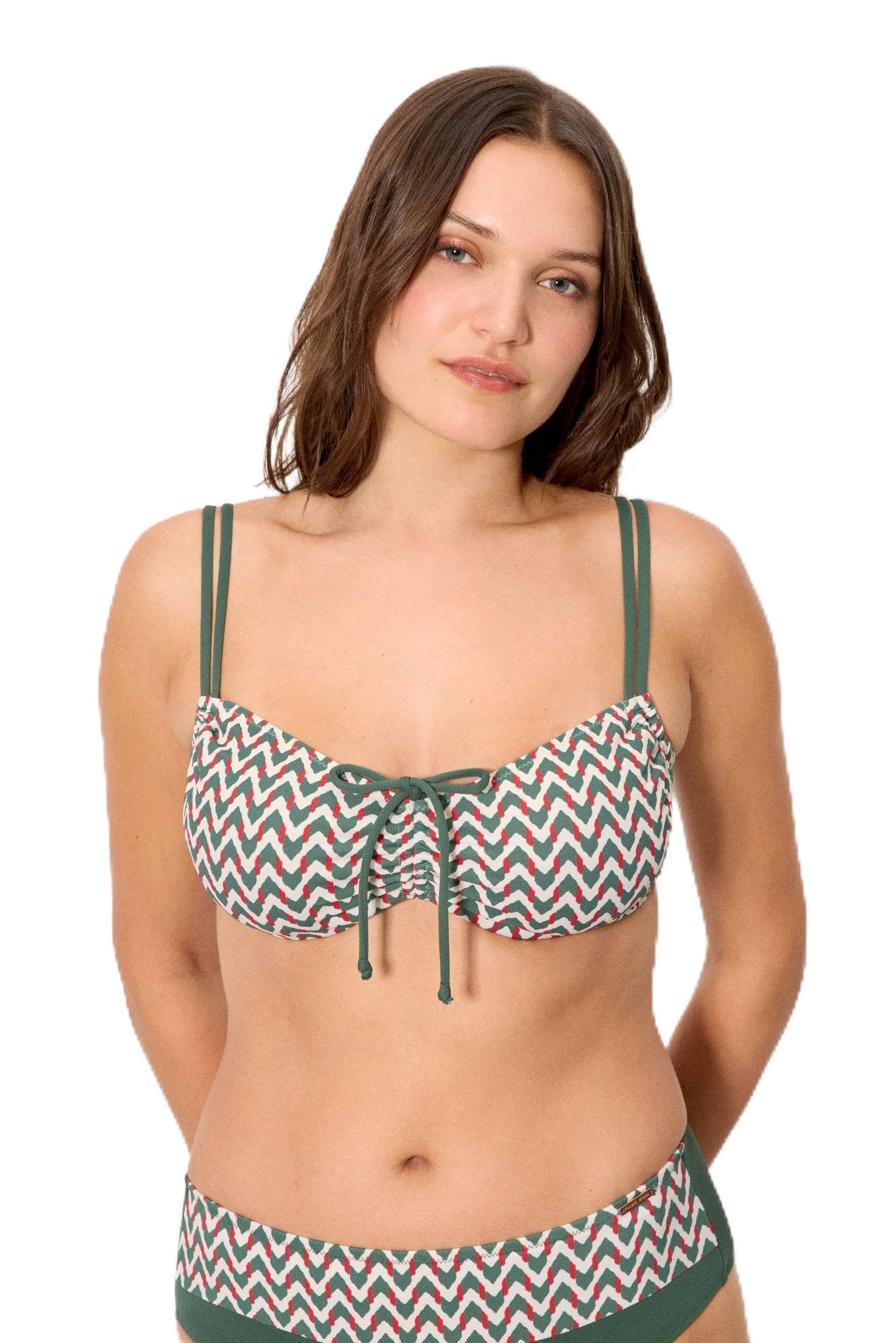 YSABEL MORA. Top Bikini Reductor Micropiqué Estampado. con Aro Sin Relleno. Reduce Proyección del Pecho con Compresión En Copa Y Espaldilla. Colección Sunset.