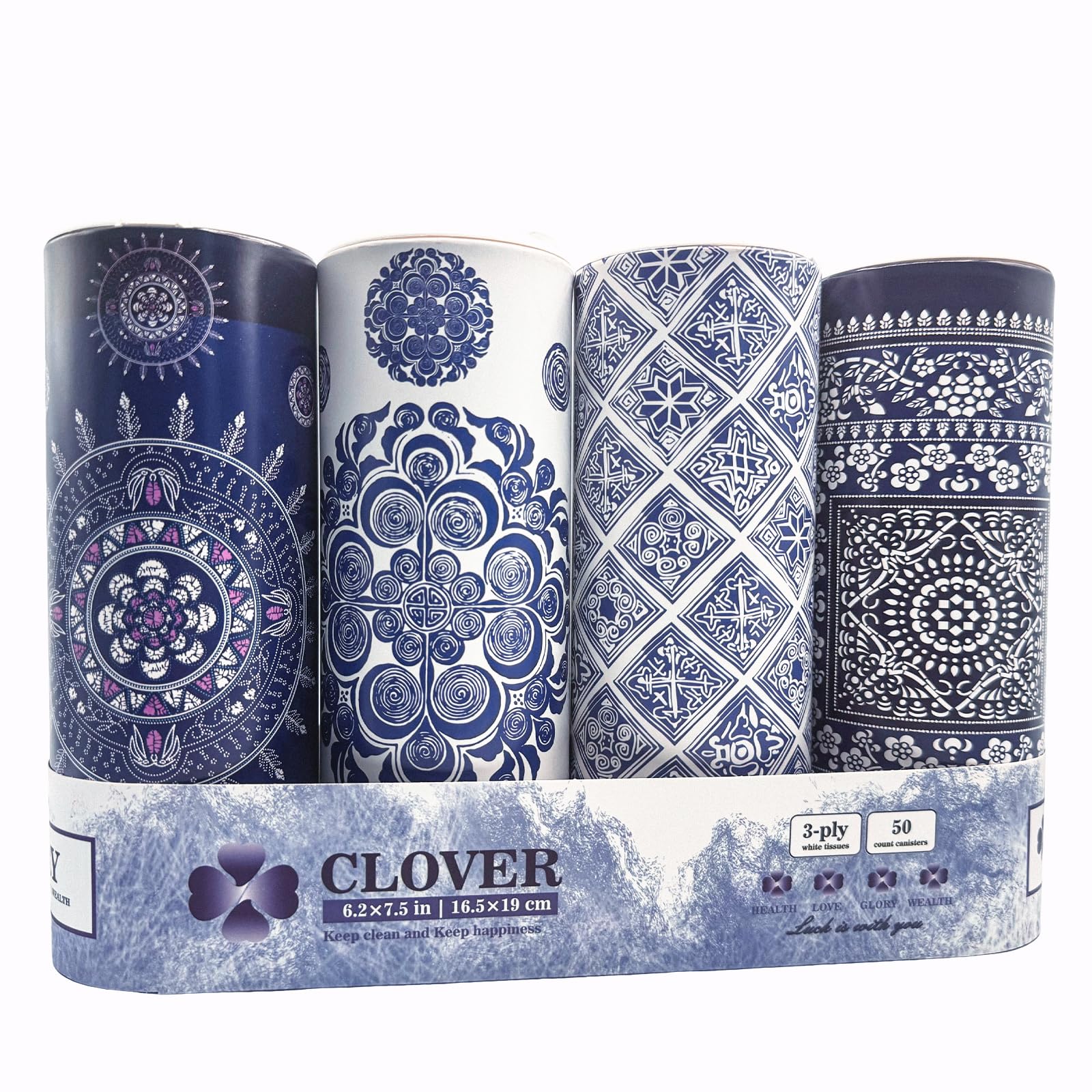 CLOVER Round Tube Facial Tissues Car Tissues - Travel Tissues in Compact Cylinder for Cup Holder Office Bedroom