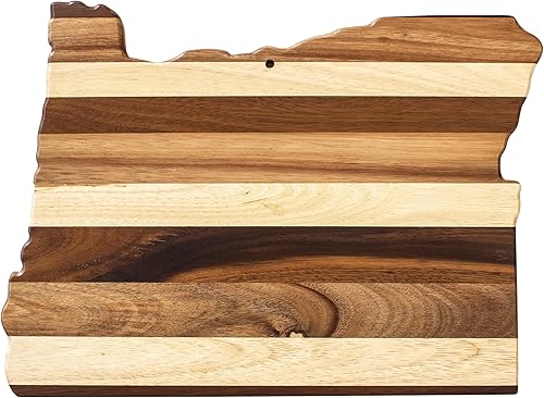 Totally Bamboo Rock & Branch Shiplap Series Oregon State Tabla de cortar de madera con forma de estado y bandeja para servir charcutería, incluye