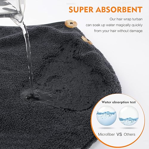 Miniatura 3 de KinHwa Toalla de pelo de secado rápido para mujer, toalla de secado de cabello súper absorbente para cabello rizado, largo y grueso,