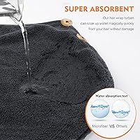 Vista 3 de KinHwa Toalla de pelo de secado rápido para mujer, toalla de secado de cabello súper absorbente para cabello rizado, largo y grueso