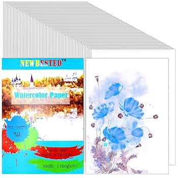 Amazon.co.jp: 100枚 Newbested ホワイト 水彩紙 コールドプレス