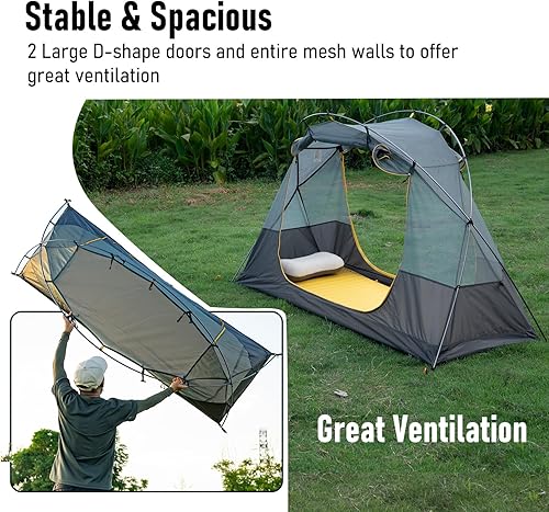 Miniatura 3 de iClimb Tienda de campaña ultraligera para 4 estaciones, impermeable, con falda de nieve, lluvia, tierrafuera del suelo, para mochileros, camping,