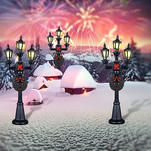 Miniatura 5 de Lámpara de Navidad para poste de aldea, accesorios de aldea, lámpara de tren, farol, lámpara de calle en miniatura, luces de calle decorativas para
