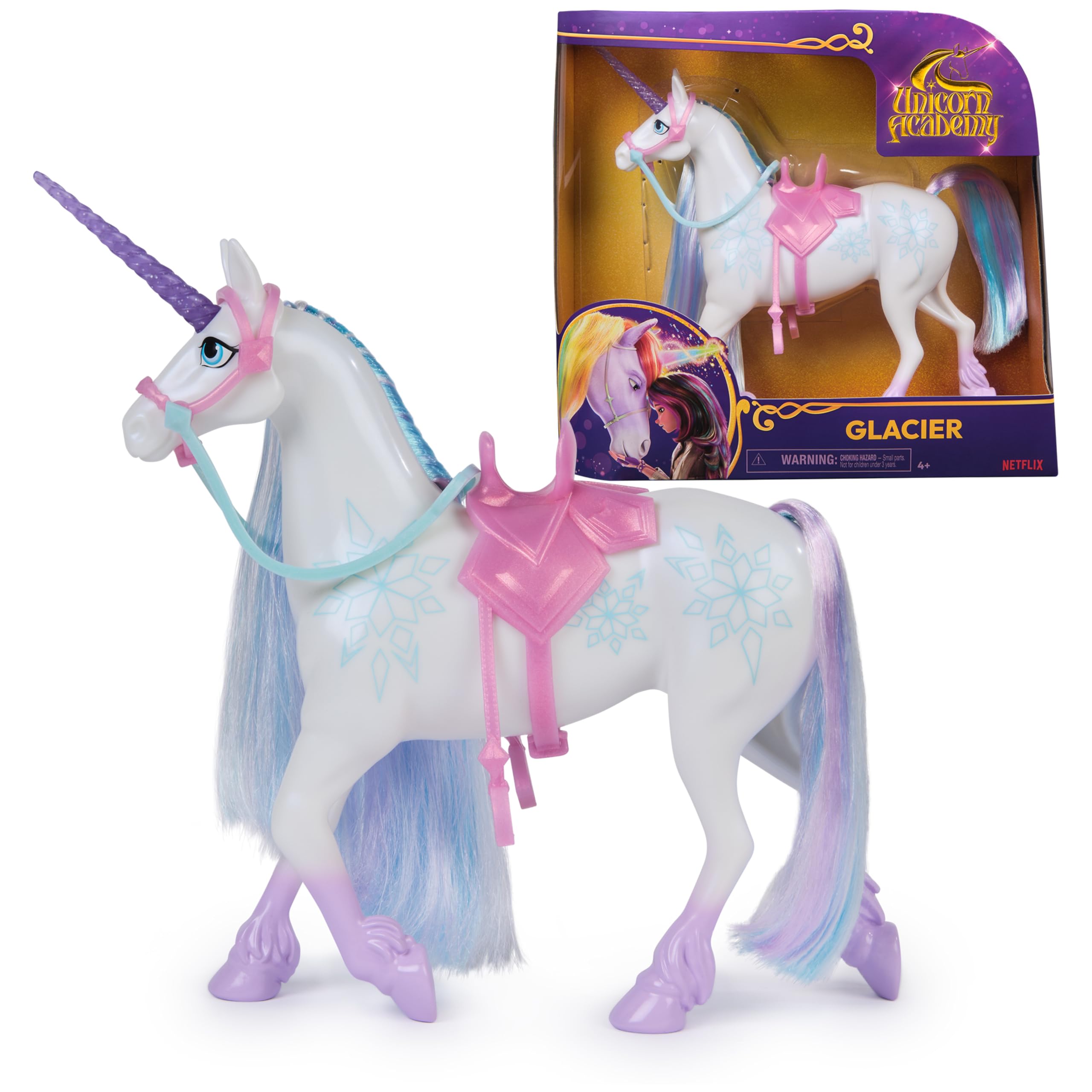 Unicorn Academy Glacier Unicorn Toy with 2 Riding Accessories