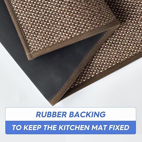 Miniatura 6 de Artoid Mode Juego de 2 alfombras y tapetes de cocina lavables, de goma antideslizante, absorbentes, para el frente del fregadero, 17 x 29 y 17 x 47