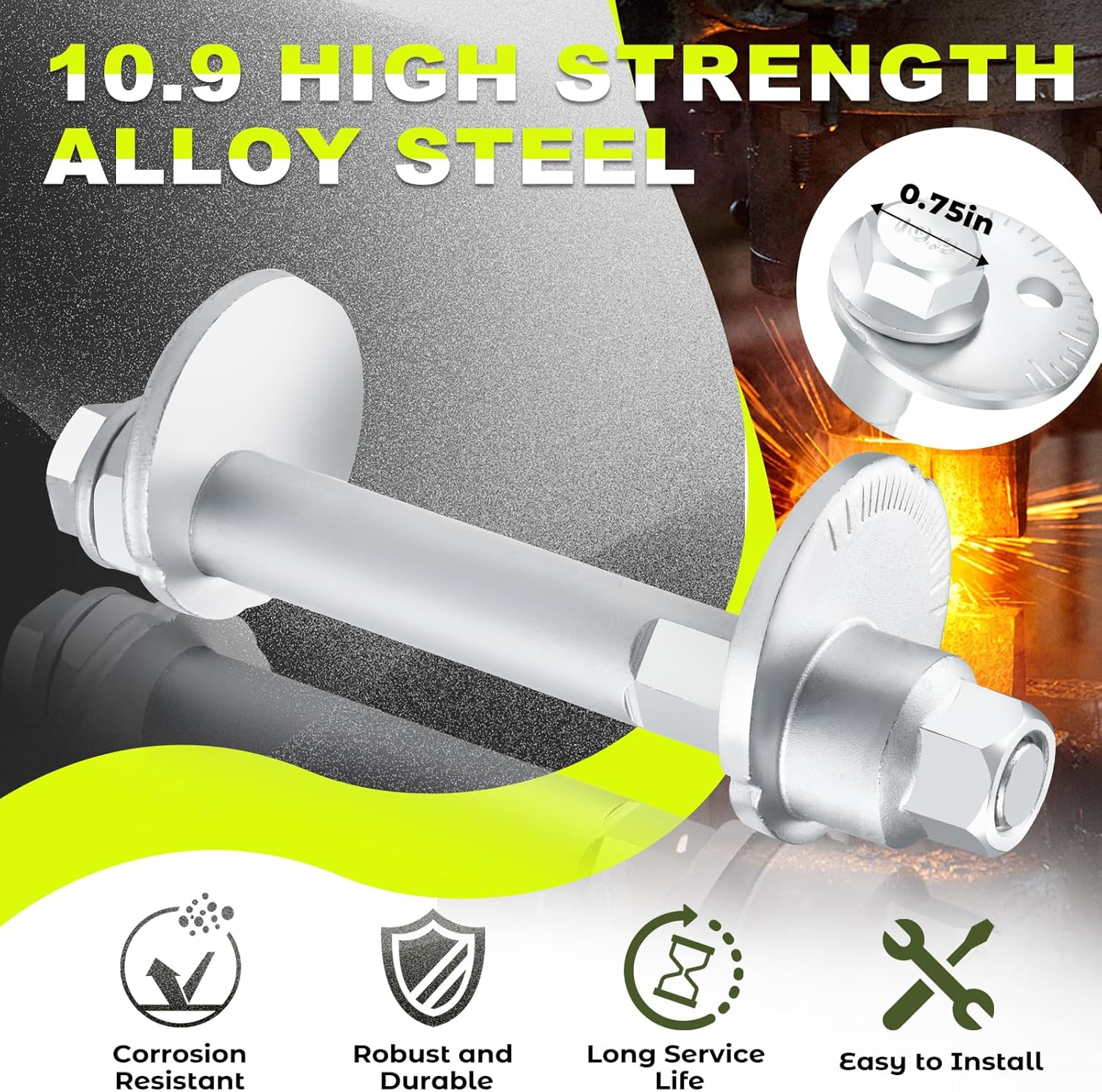 48409-60020 48190-60020 Lower Control Arm Cam Bolts Kit, Front Alignment Camber Toe Adjustment Bolts Compatible with 2003-2009 Toyota 4Runner; 2007-2010 FJ Cruiser and 2005-2016 Tacoma