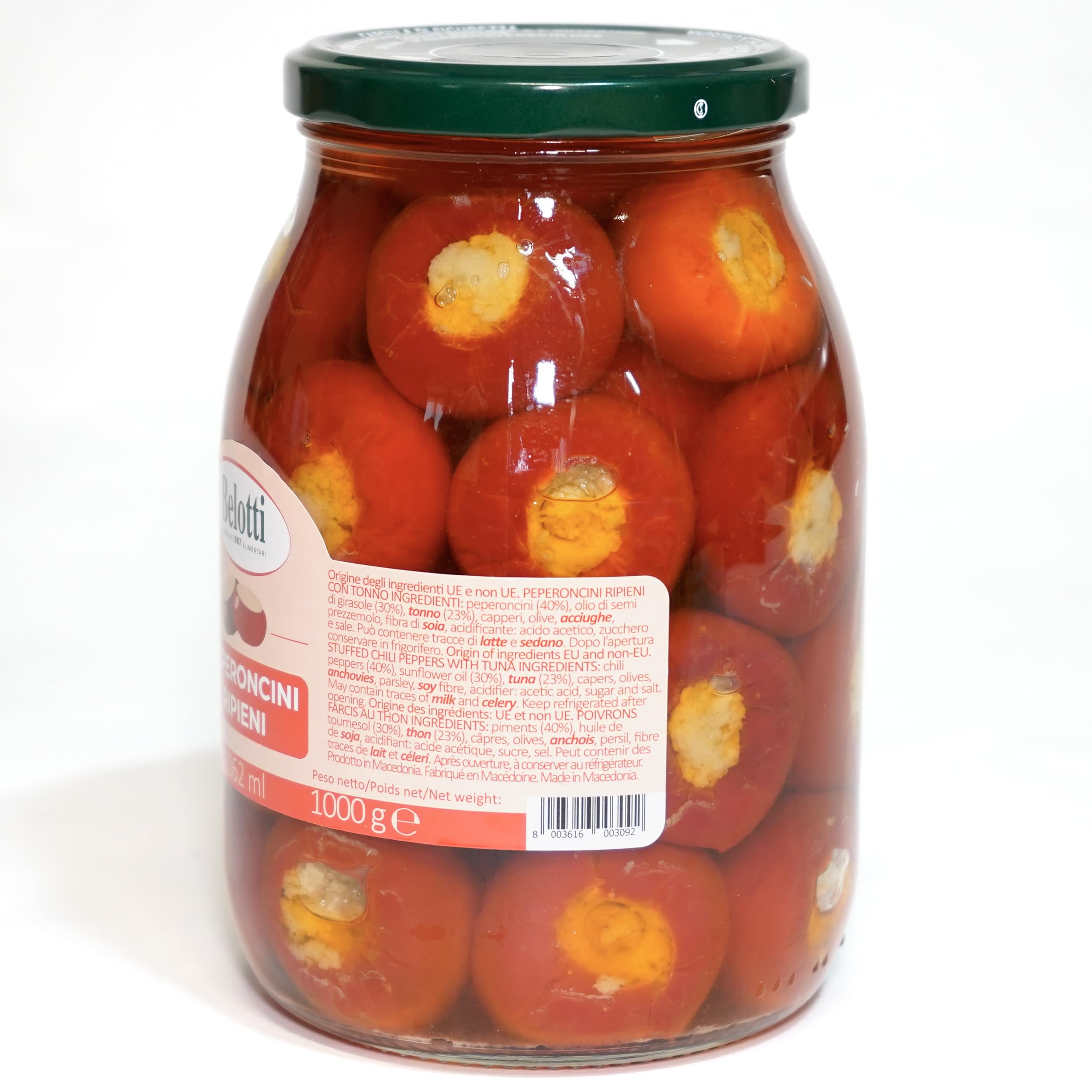 Peperoncini Ripieni con Tonno 1062 ml – Specialità Gourmet in Barattolo da 1000 g