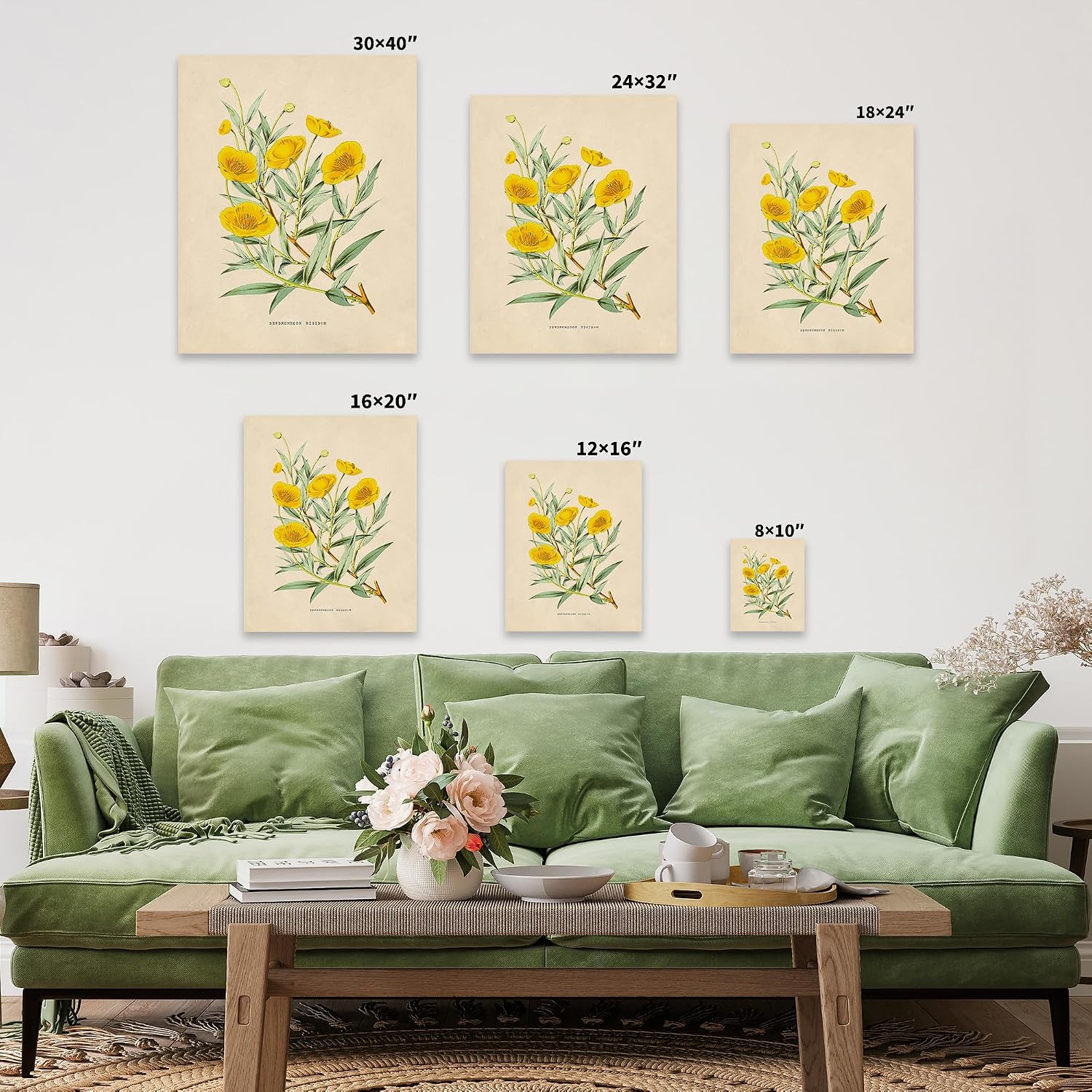 Poster Master Vintage Bush Poppy Canvas - Retro Flower Print - Botanical Art - Floral Gift for Men & Women - Aesthetic Wall Decor for Office, Living Room or Bedroom - 8x10 STRETCHED Canvas
