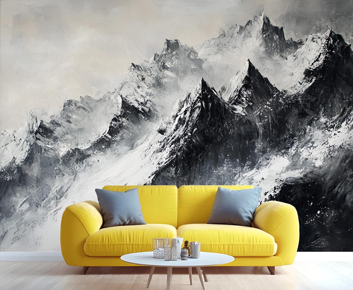 Wolf Wallpaper, Animal Mural Wallpaper, Winter Landscape Wallpapers for Living Room Bedroom 3D Murals 78" x 55" (Not Peel and Stick)