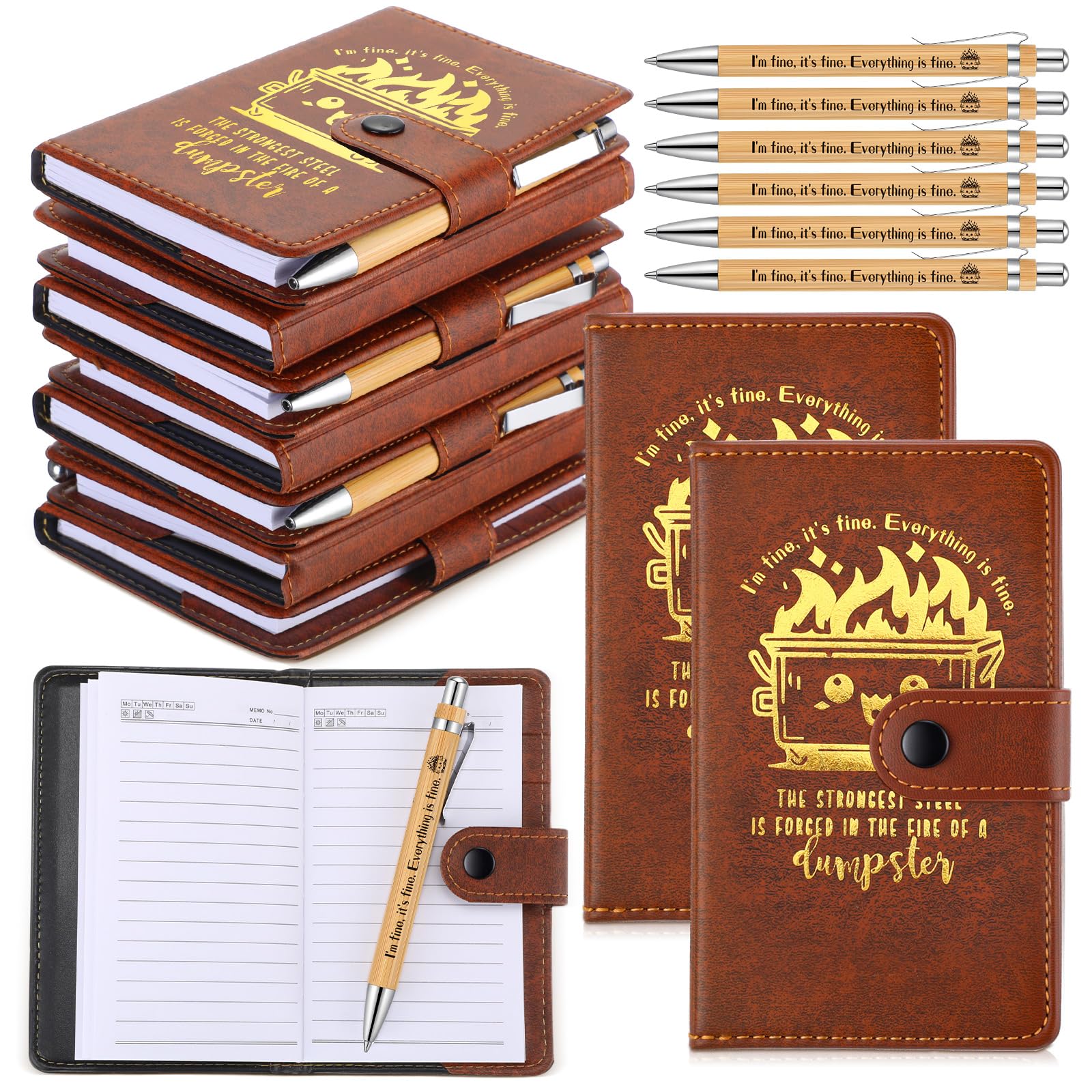 Colarr 30 juegos de cuadernos de cuero con bolígrafos divertidos para compañeros de trabajo, regalos de oficina para empleados, regalos sarcásticos para asistentes dentales (color marrón)
