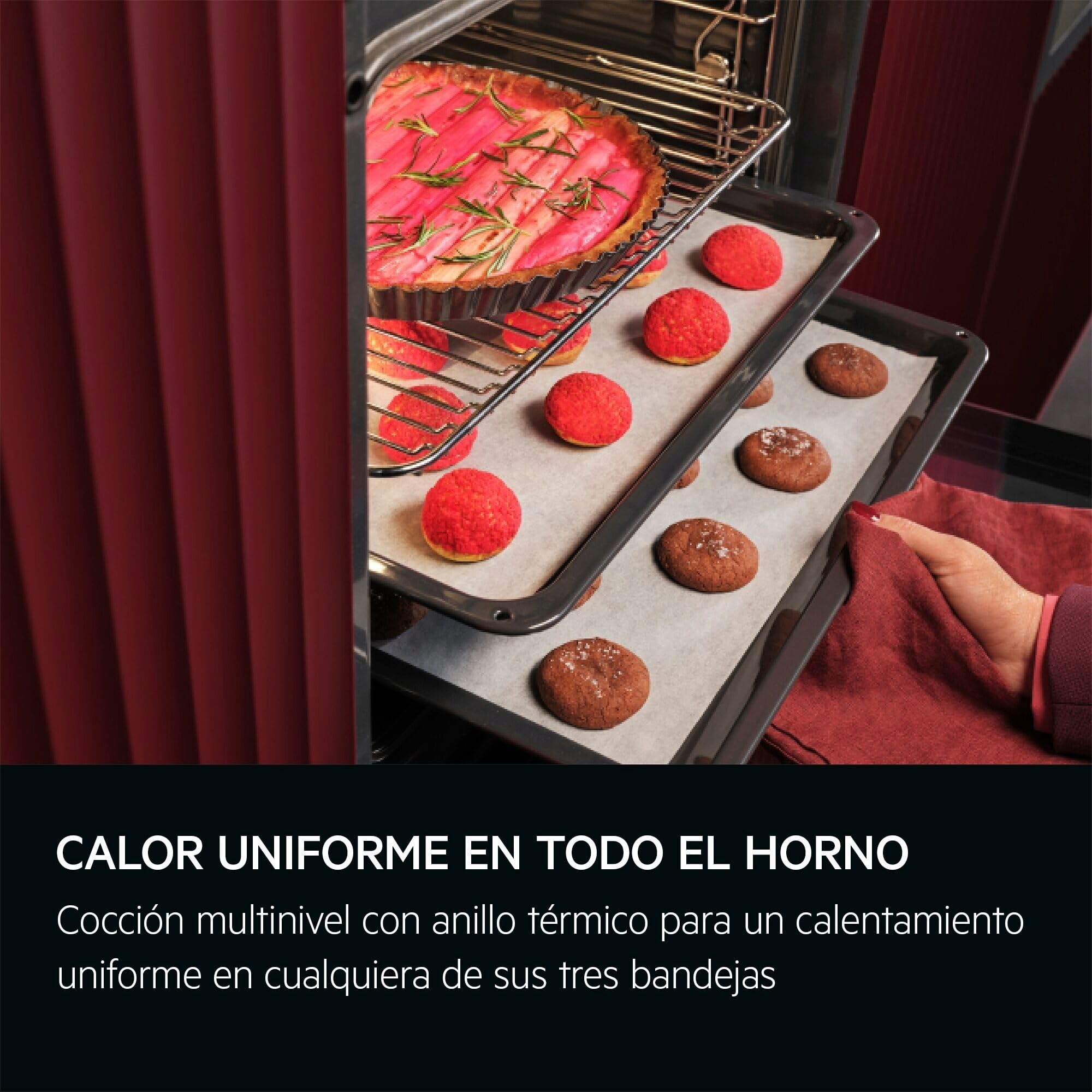 AEG OU5AB21CM – Horno Multifunción Serie 5000 SurroundCook, 65 L, Display LED, 9 Funciones, Limpieza AquaClean, Mandos Escamoteables Inox, Puerta 4 Cristales, Inox Infinity